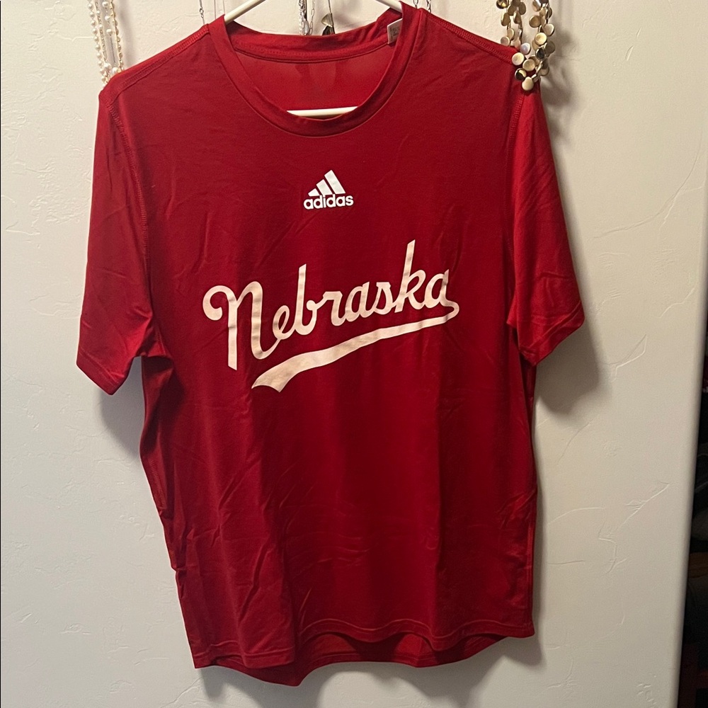 Adidas Red Nebraska Men's Climalite Tee